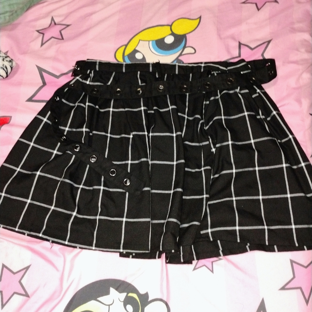 Black Checkered Women's Skirt